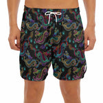 Chinese Dragon Pattern Print Men's Split Running Shorts
