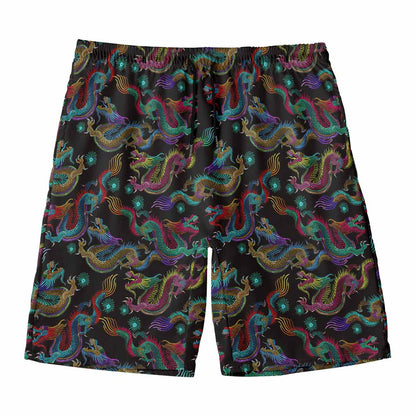 Chinese Dragon Pattern Print Men's Swim Trunks
