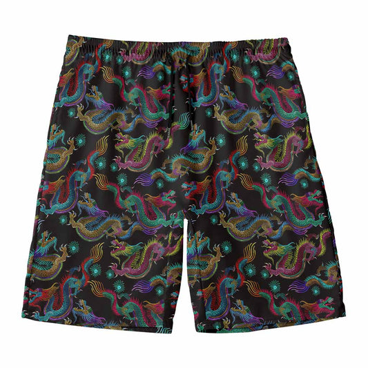 Chinese Dragon Pattern Print Men's Swim Trunks