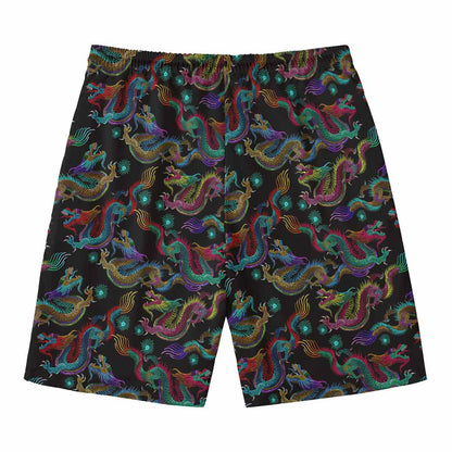 Chinese Dragon Pattern Print Men's Swim Trunks
