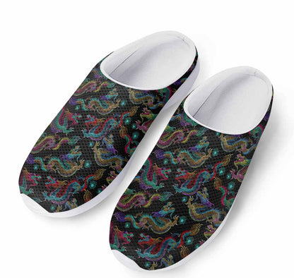 Chinese Dragon Pattern Print Mesh Casual Shoes