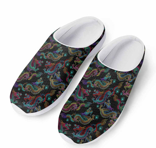 Chinese Dragon Pattern Print Mesh Casual Shoes