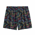 Chinese Dragon Pattern Print Mesh Shorts