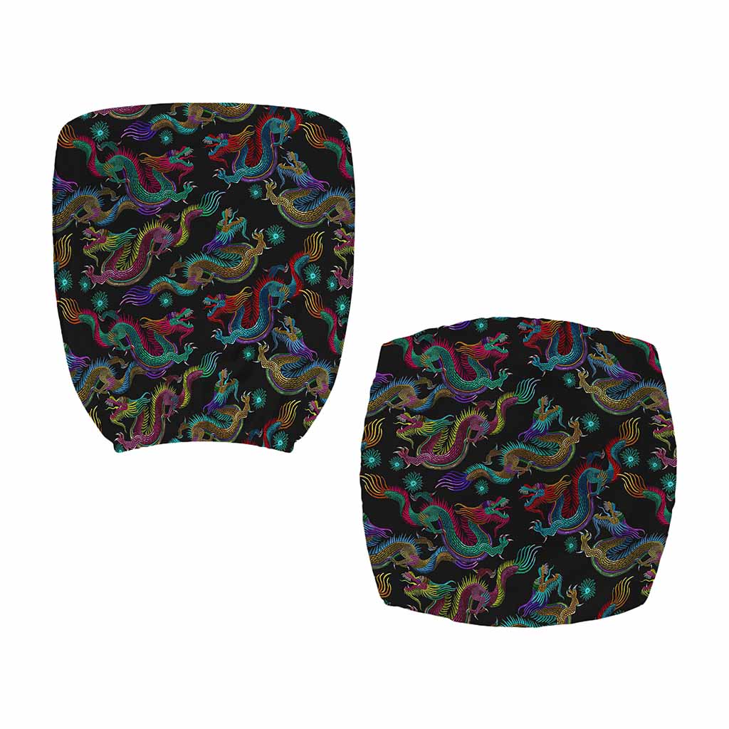 Chinese Dragon Pattern Print Office Chair Cover