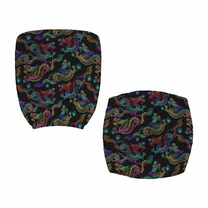 Chinese Dragon Pattern Print Office Chair Cover