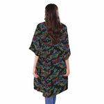 Chinese Dragon Pattern Print Open Front Beach Cover Up