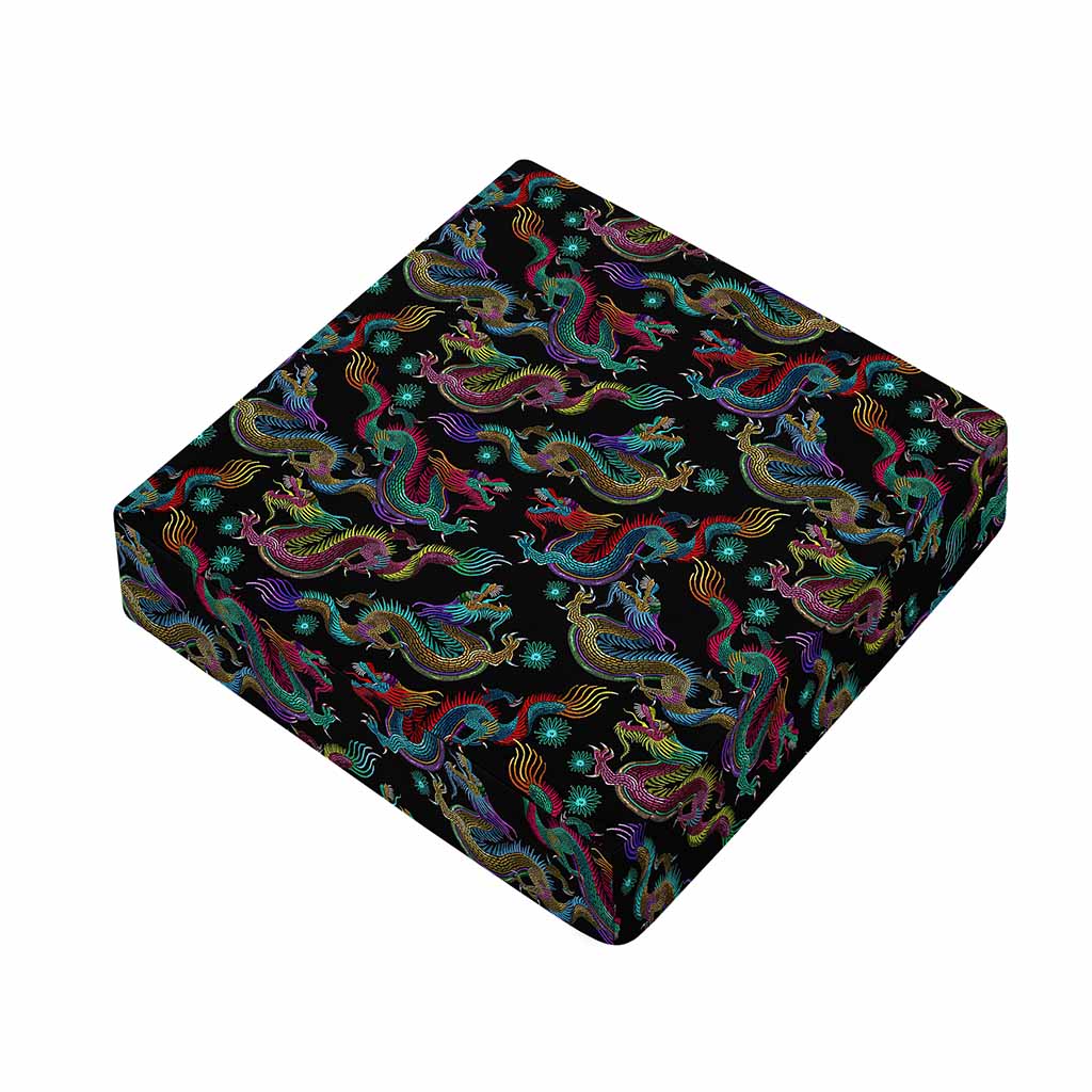 Chinese Dragon Pattern Print Outdoor Seat Cushion Cover