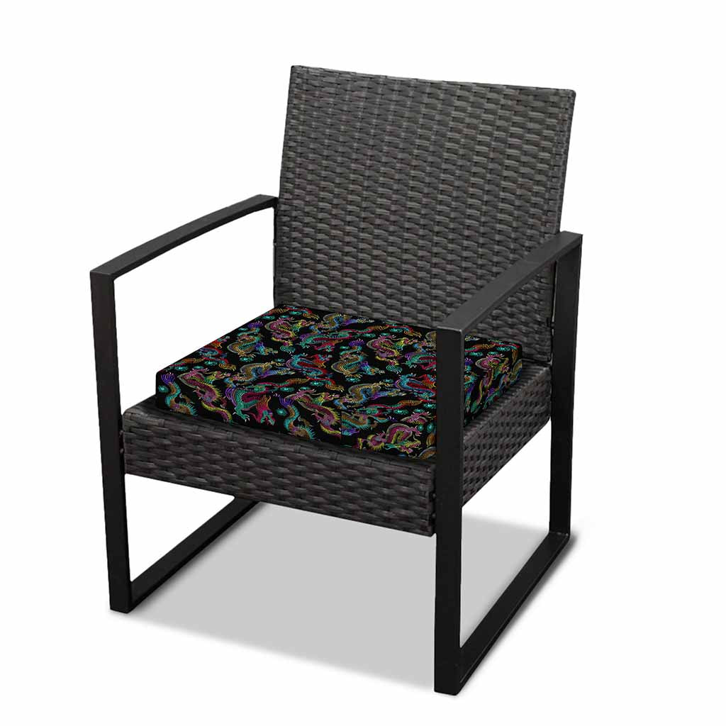Chinese Dragon Pattern Print Outdoor Seat Cushion Cover