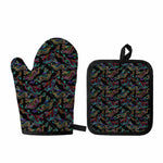 Chinese Dragon Pattern Print Oven Mitt And Pot Holder Set