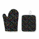 Chinese Dragon Pattern Print Oven Mitt And Pot Holder Set