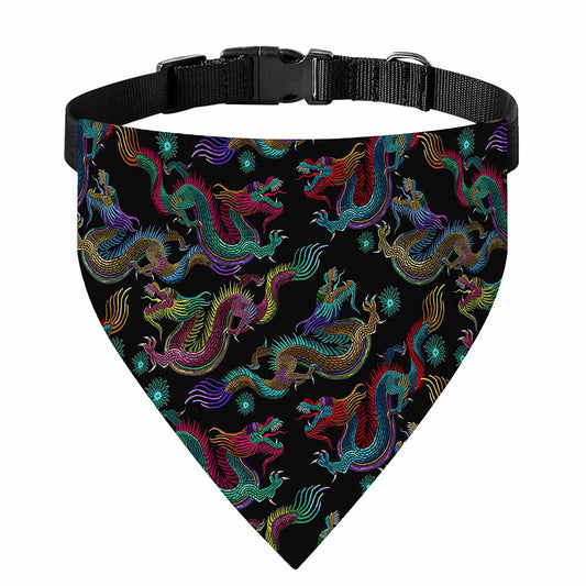 Chinese Dragon Pattern Print Over The Collar Dog Bandana
