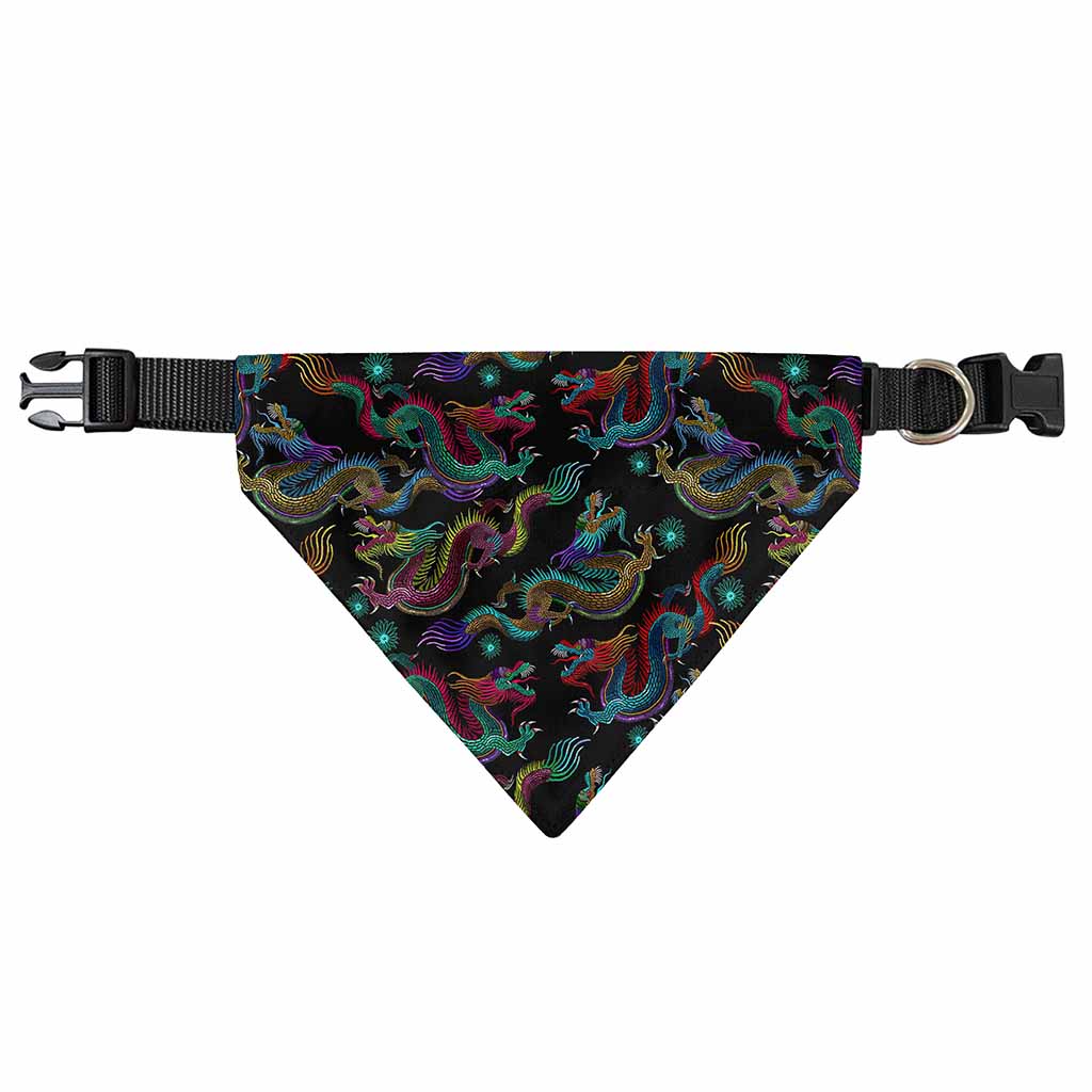 Chinese Dragon Pattern Print Over The Collar Dog Bandana
