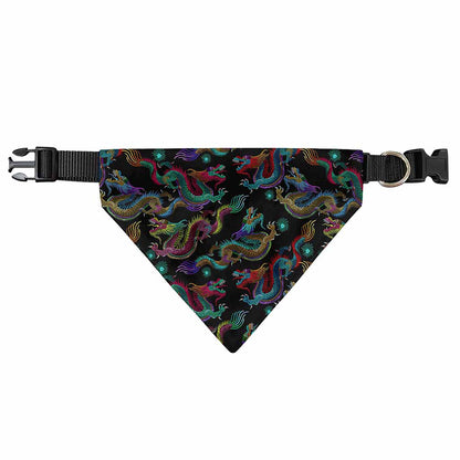 Chinese Dragon Pattern Print Over The Collar Dog Bandana
