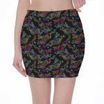 Chinese Dragon Pattern Print Pencil Mini Skirt