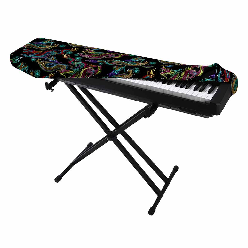 Chinese Dragon Pattern Print Piano Keyboard Cover