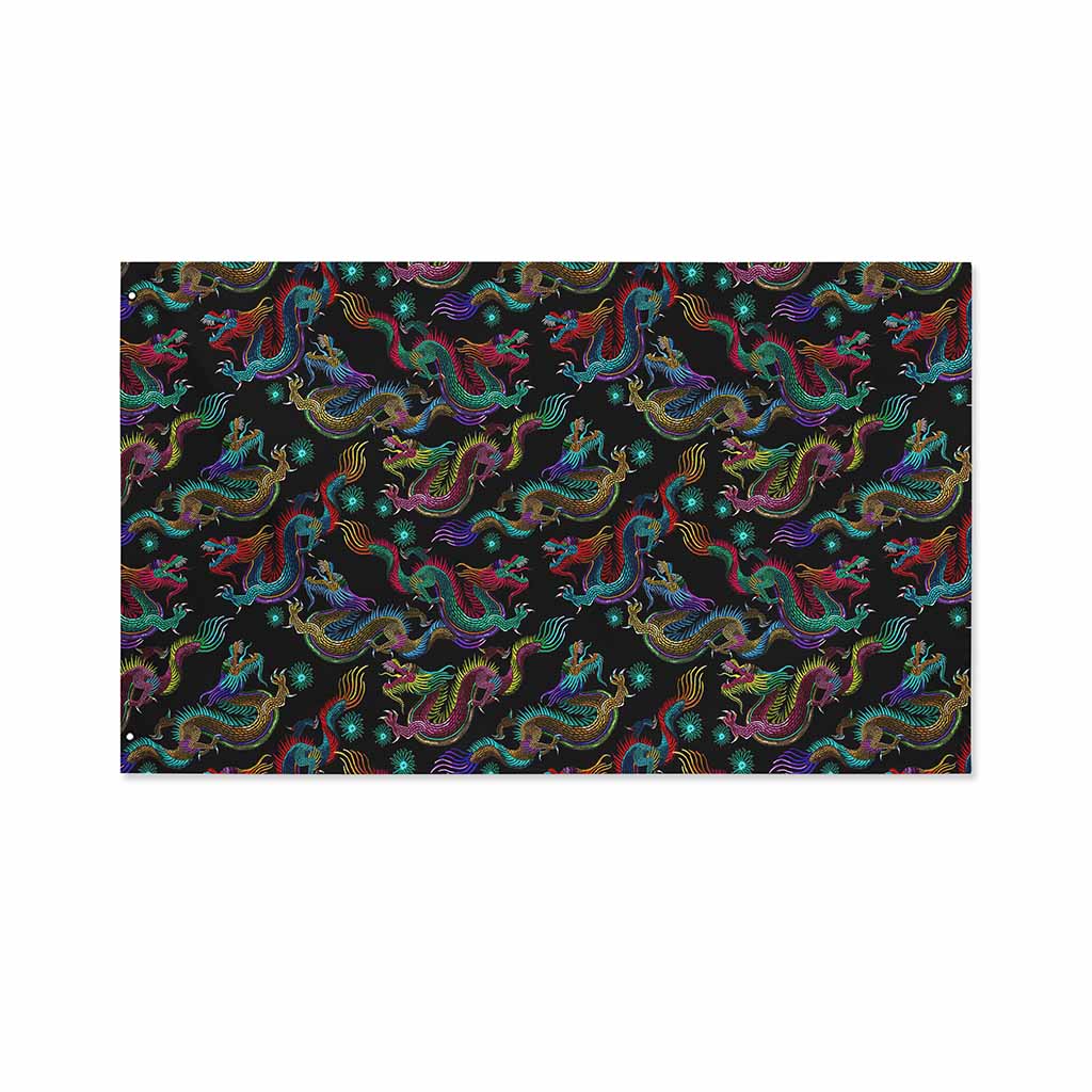 Chinese Dragon Pattern Print Polyester Flag