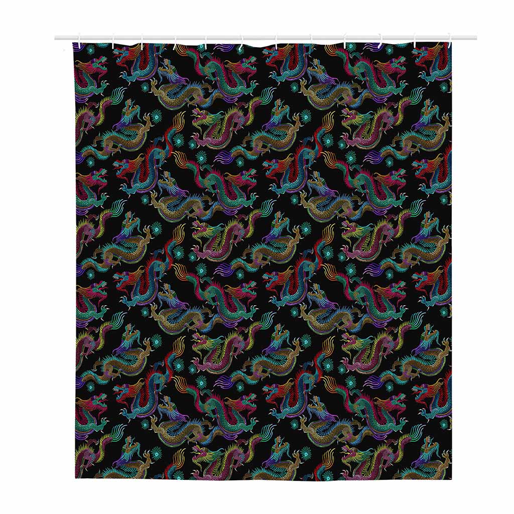 Chinese Dragon Pattern Print Polyester Shower Curtain