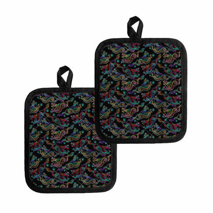 Chinese Dragon Pattern Print Pot Holders