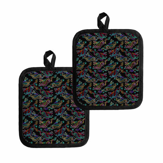 Chinese Dragon Pattern Print Pot Holders