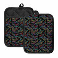 Chinese Dragon Pattern Print Pot Holders With Pocket