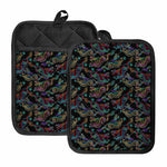 Chinese Dragon Pattern Print Pot Holders With Pocket