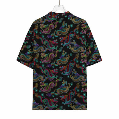 Chinese Dragon Pattern Print Rayon Hawaiian Shirt