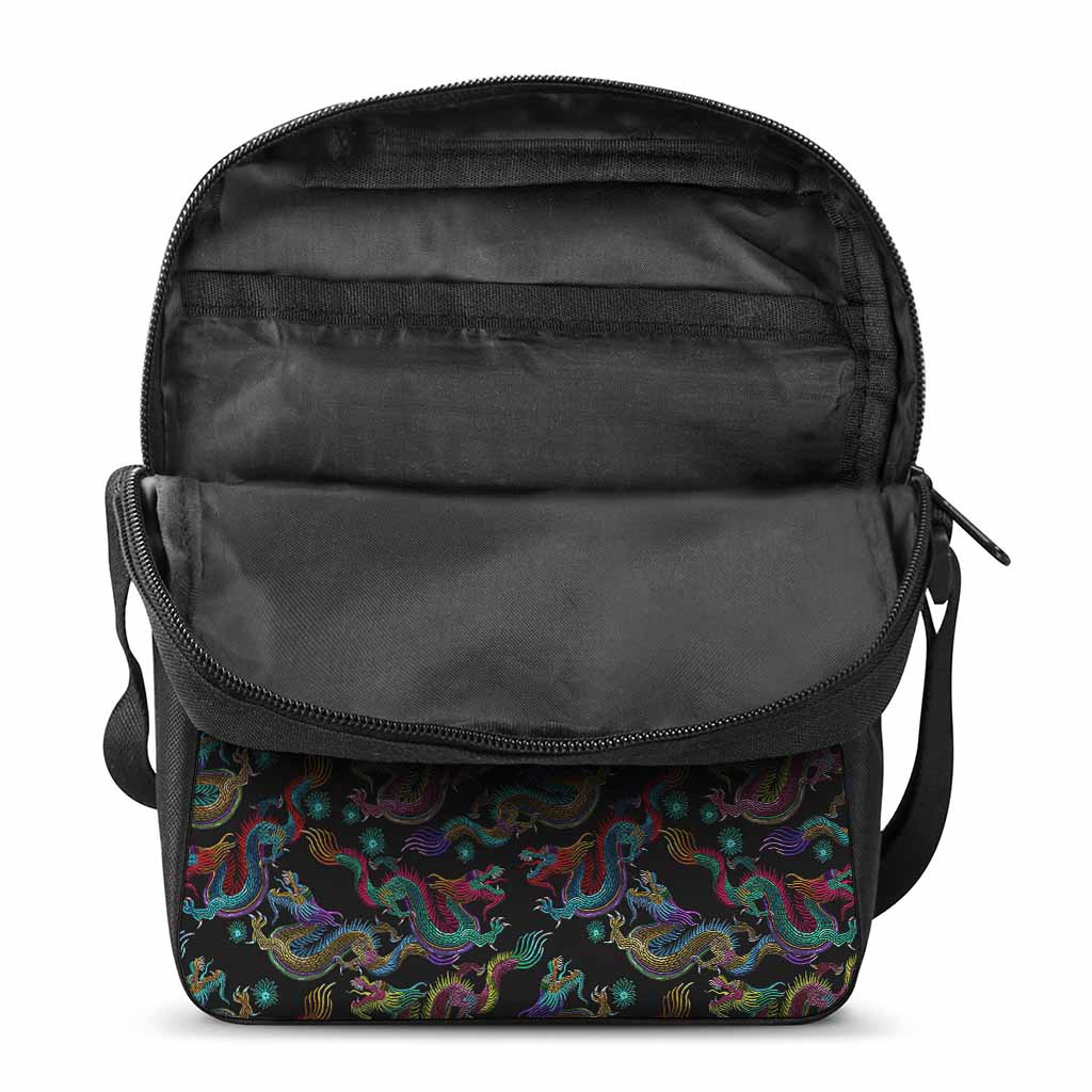 Chinese Dragon Pattern Print Rectangular Crossbody Bag