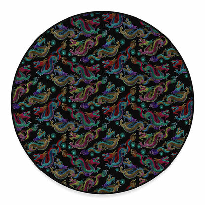 Chinese Dragon Pattern Print Round Floor Mat