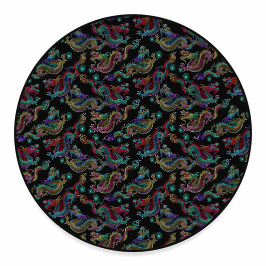 Chinese Dragon Pattern Print Round Floor Mat