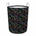 Chinese Dragon Pattern Print Round Laundry Basket