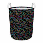 Chinese Dragon Pattern Print Round Laundry Basket