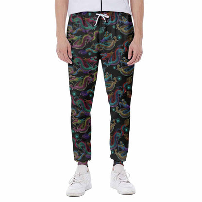 Chinese Dragon Pattern Print Scuba Joggers