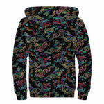 Chinese Dragon Pattern Print Sherpa Lined Zip Up Hoodie