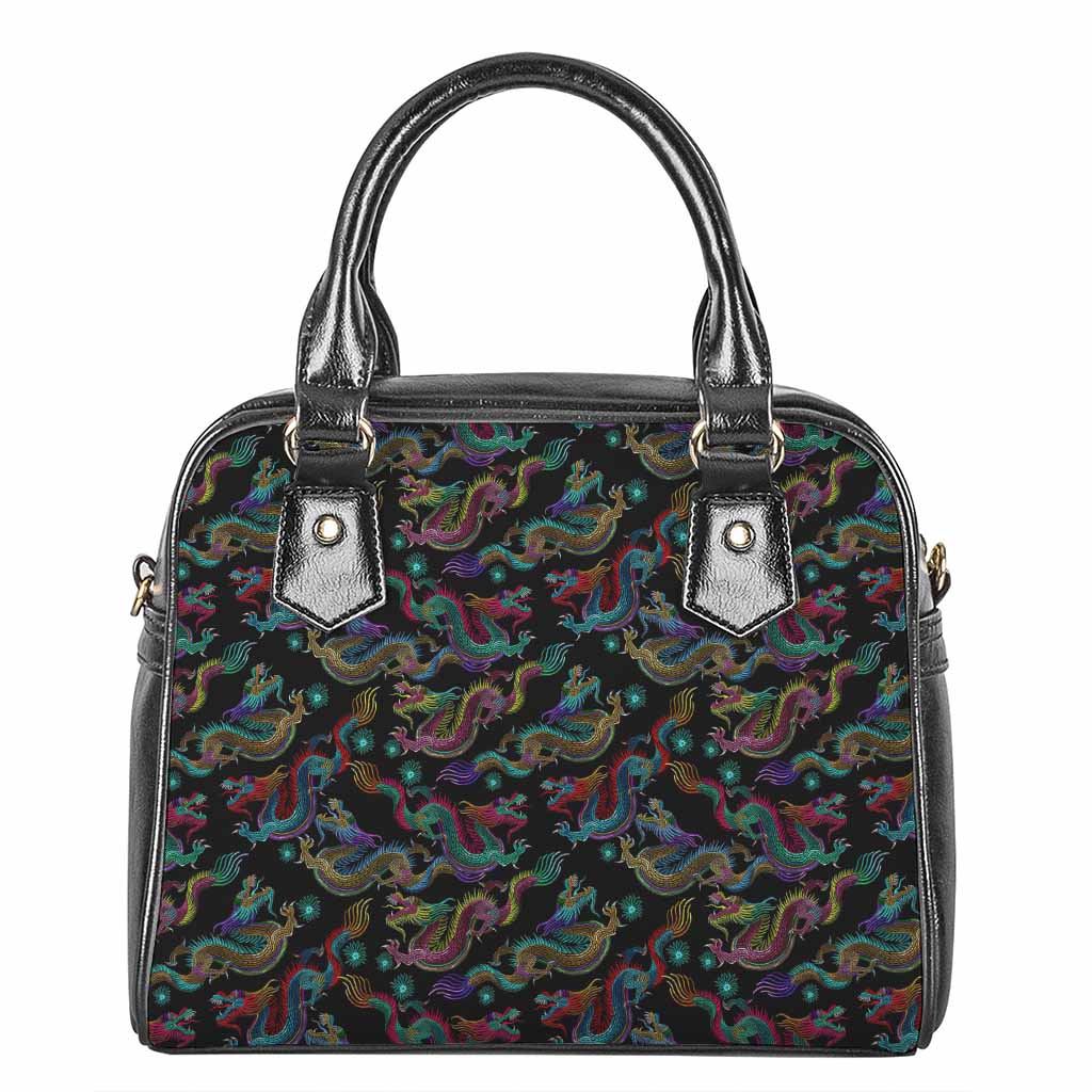 Chinese Dragon Pattern Print Shoulder Handbag