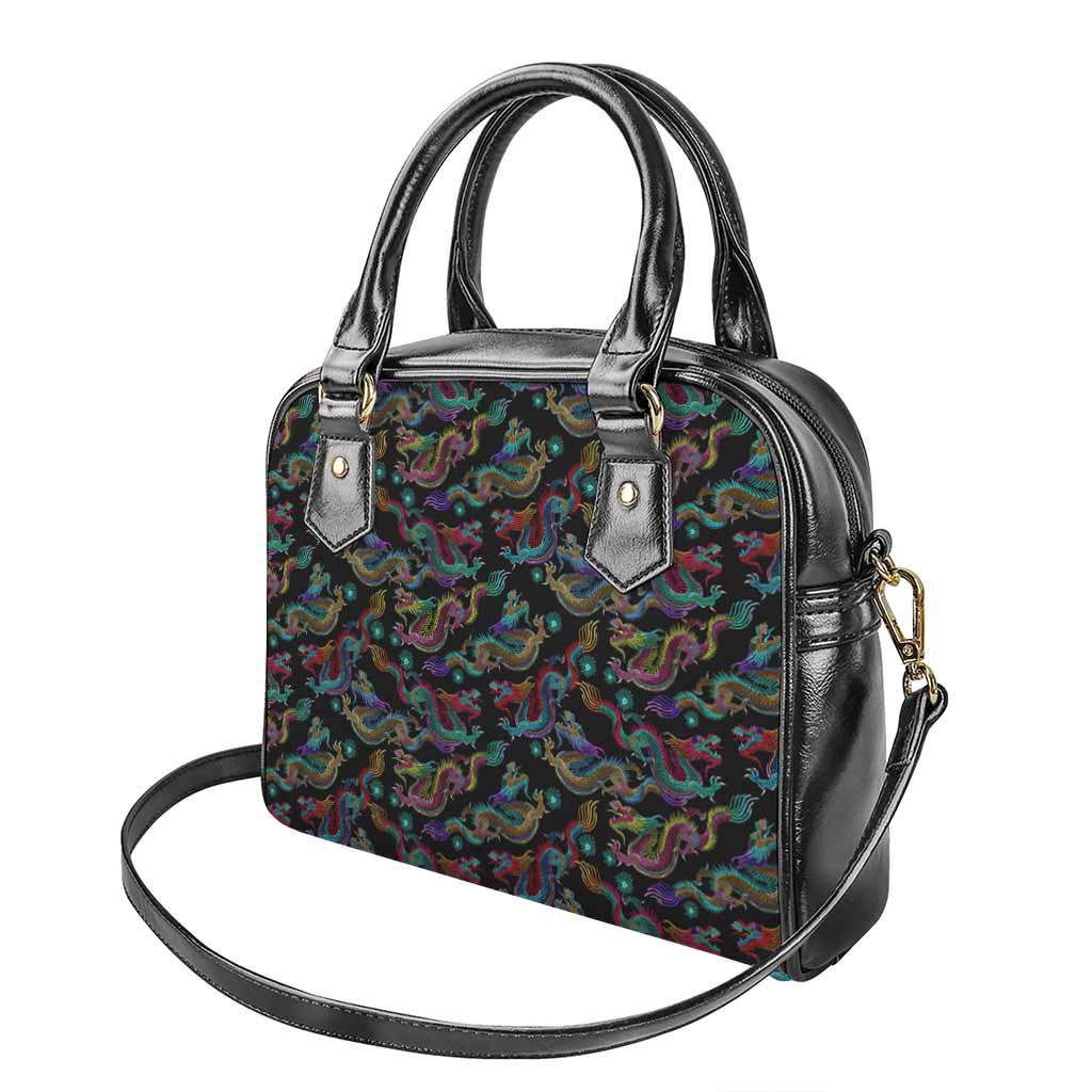 Chinese Dragon Pattern Print Shoulder Handbag