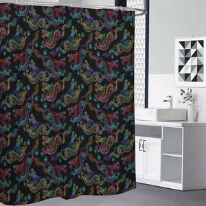 Chinese Dragon Pattern Print Shower Curtain