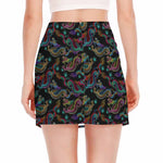 Chinese Dragon Pattern Print Side Slit Mini Skirt