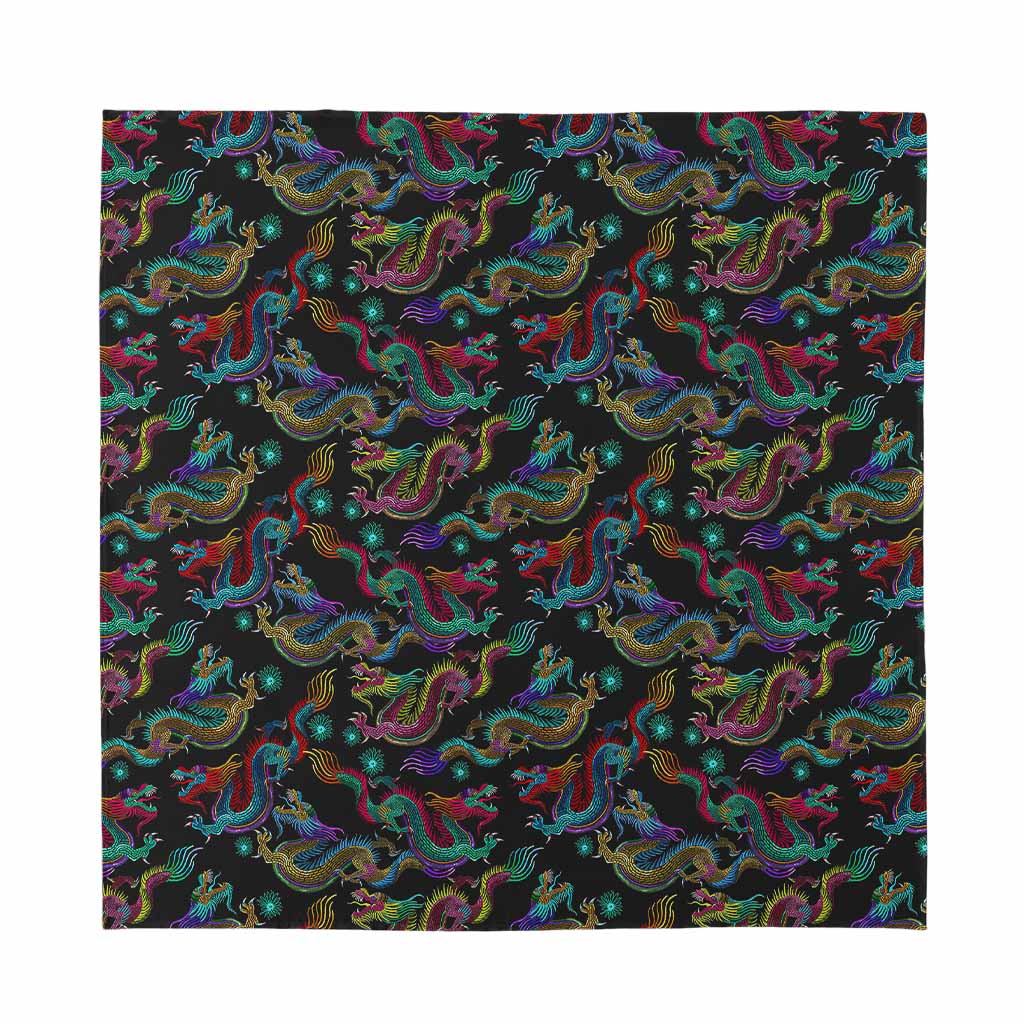 Chinese Dragon Pattern Print Silk Bandana