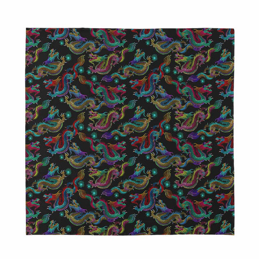 Chinese Dragon Pattern Print Silk Bandana