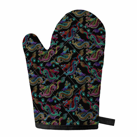 Chinese Dragon Pattern Print Single Oven Mitt
