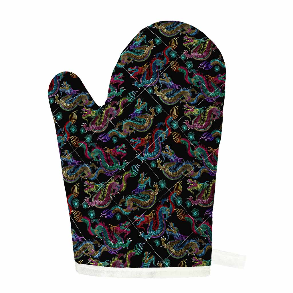 Chinese Dragon Pattern Print Single Oven Mitt