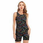 Chinese Dragon Pattern Print Sleeveless One Piece Swimsuit