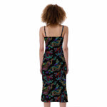Chinese Dragon Pattern Print Slim Fit Midi Cami Dress