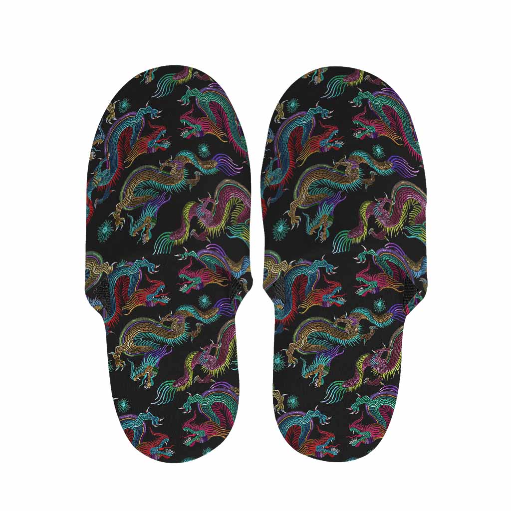 Chinese Dragon Pattern Print Slippers