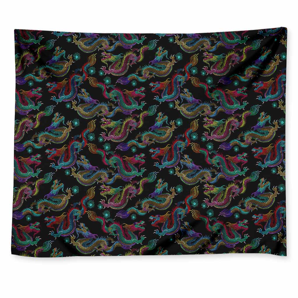 Chinese Dragon Pattern Print Tapestry