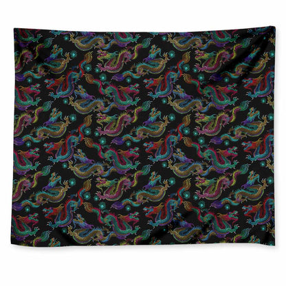 Chinese Dragon Pattern Print Tapestry