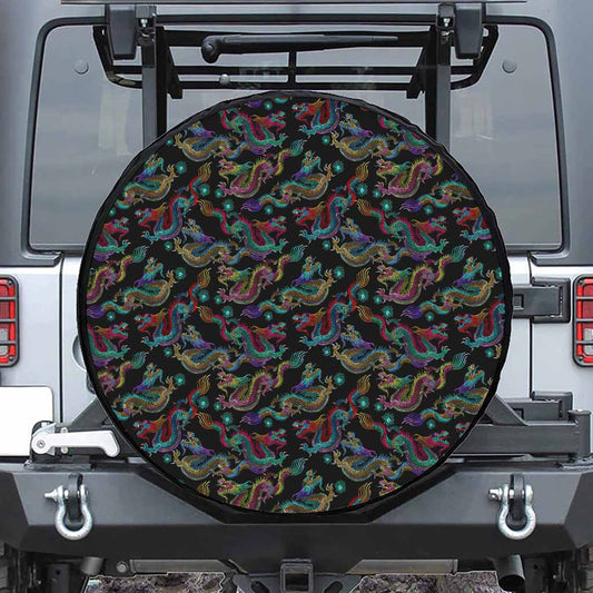 Chinese Dragon Pattern Print Tire Cover