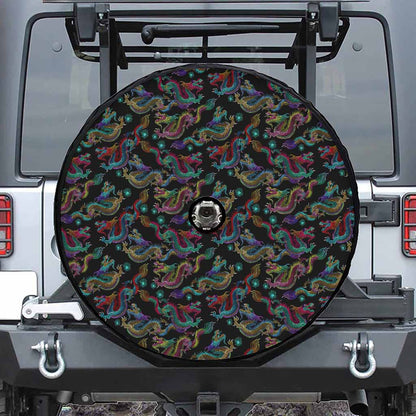 Chinese Dragon Pattern Print Tire Cover With Camera Hole