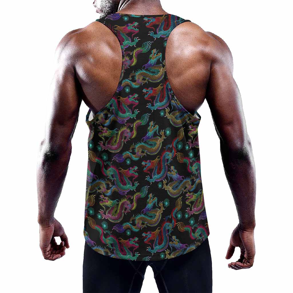 Chinese Dragon Pattern Print Training Tank Top