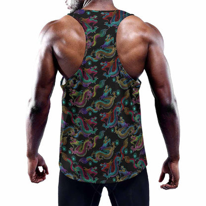 Chinese Dragon Pattern Print Training Tank Top